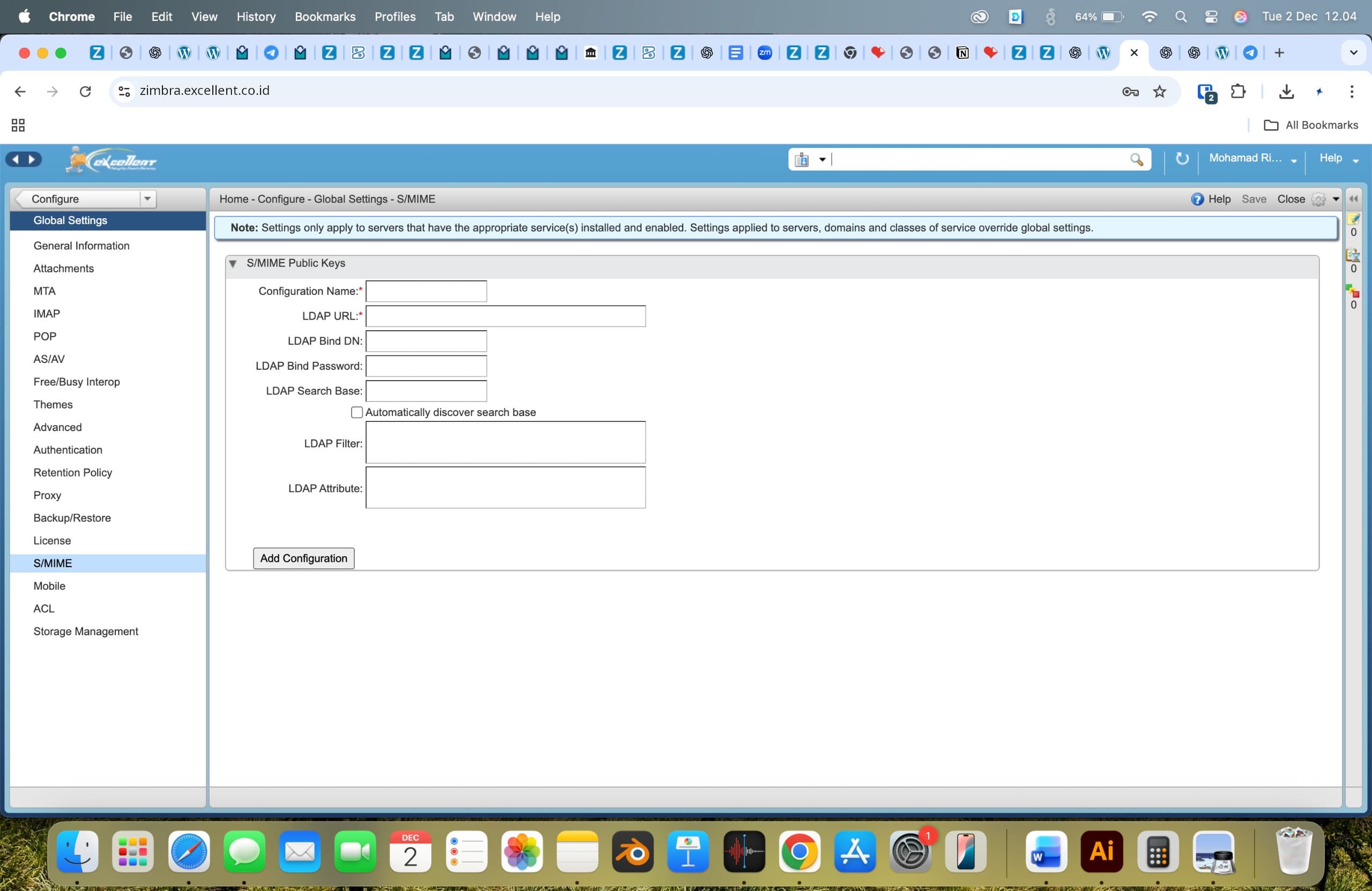 Zimbra: S/MIME Setup via Zimbra Admin